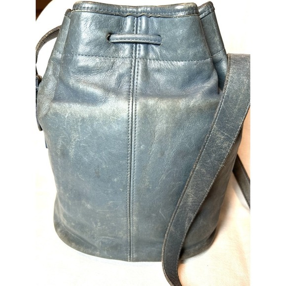 Vintage Coach Bag 1990s Thompson Drawstring Bucket Bag #4151 Baby Blue Worn - Picture 6 of 16